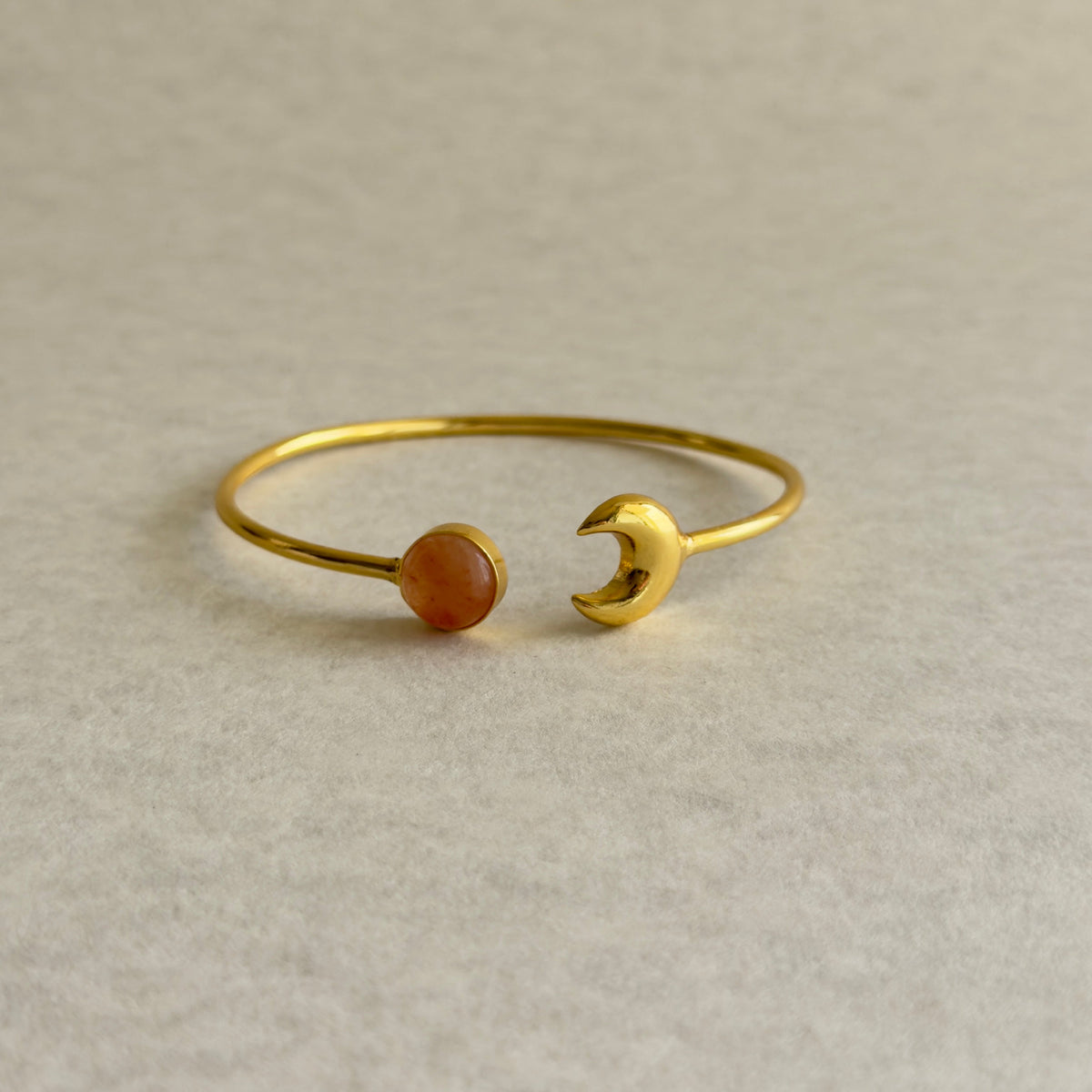 Moonstone Crescent Moon Open Cuff Bangle