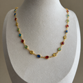 Multicolour Oval Crystal Chain Necklace