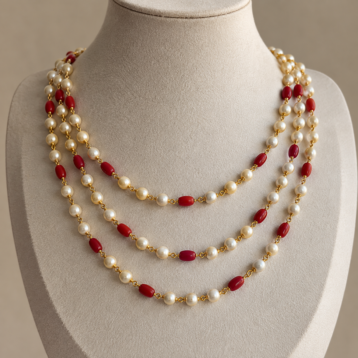 Pearl & Coral Multi-Layer Necklace