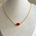 Ruby Red Oval Solitaire Pendant Necklace