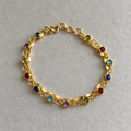 Gold Double Strand Bracelet with Multicolour Crystal Links