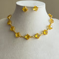 Yellow Crystal Square Jewellery Set