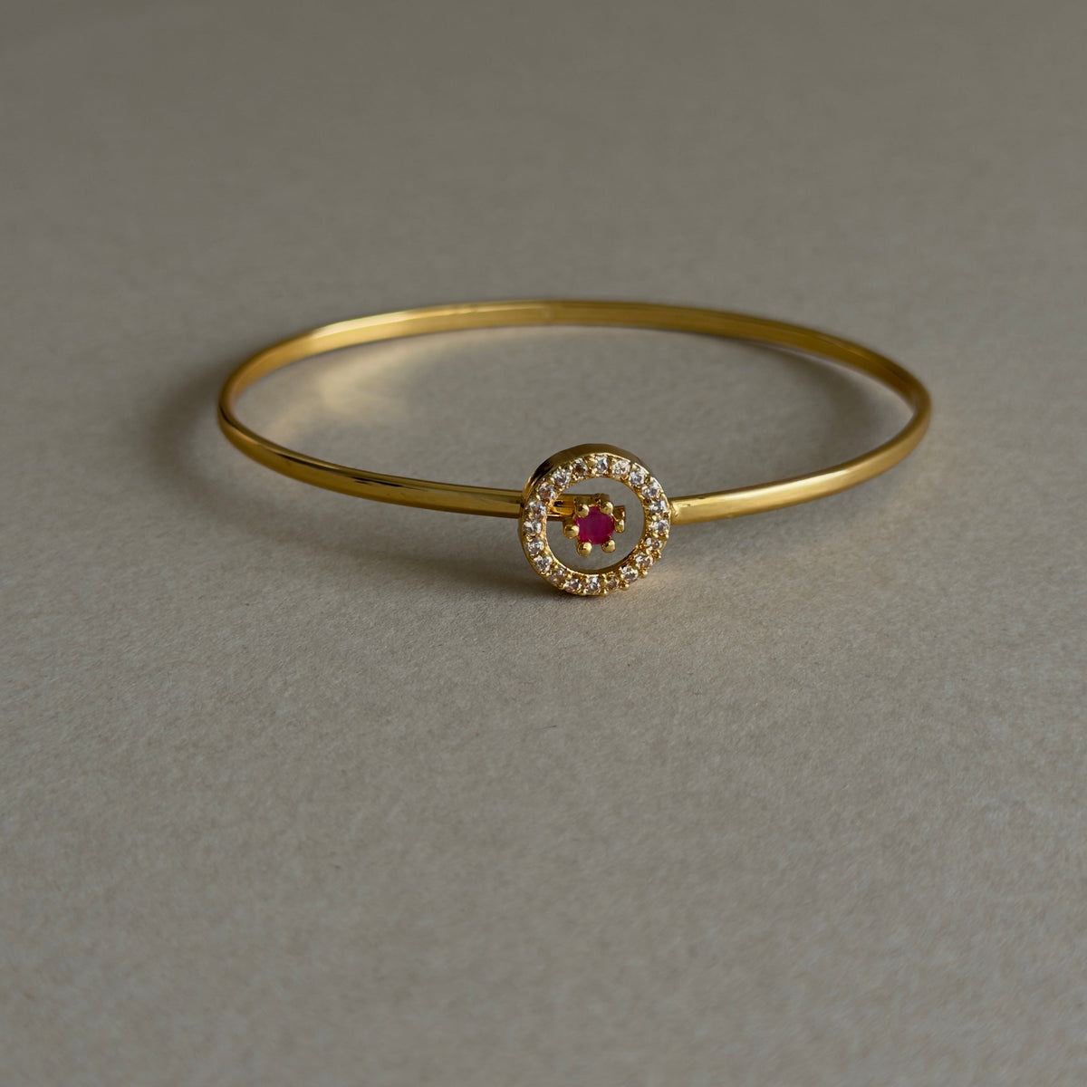 Gold Halo Bangle with Ruby & Diamond Crystals