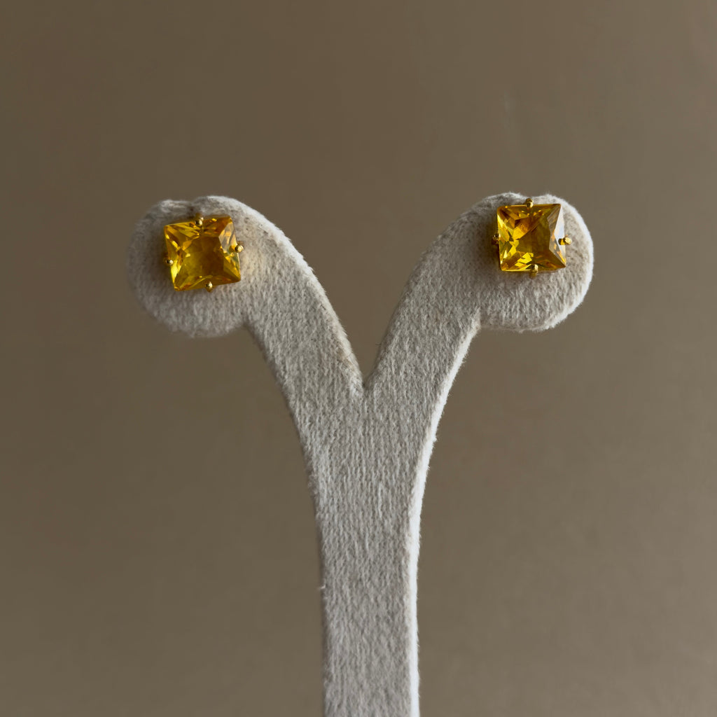 Yellow Crystal Square Jewellery Set