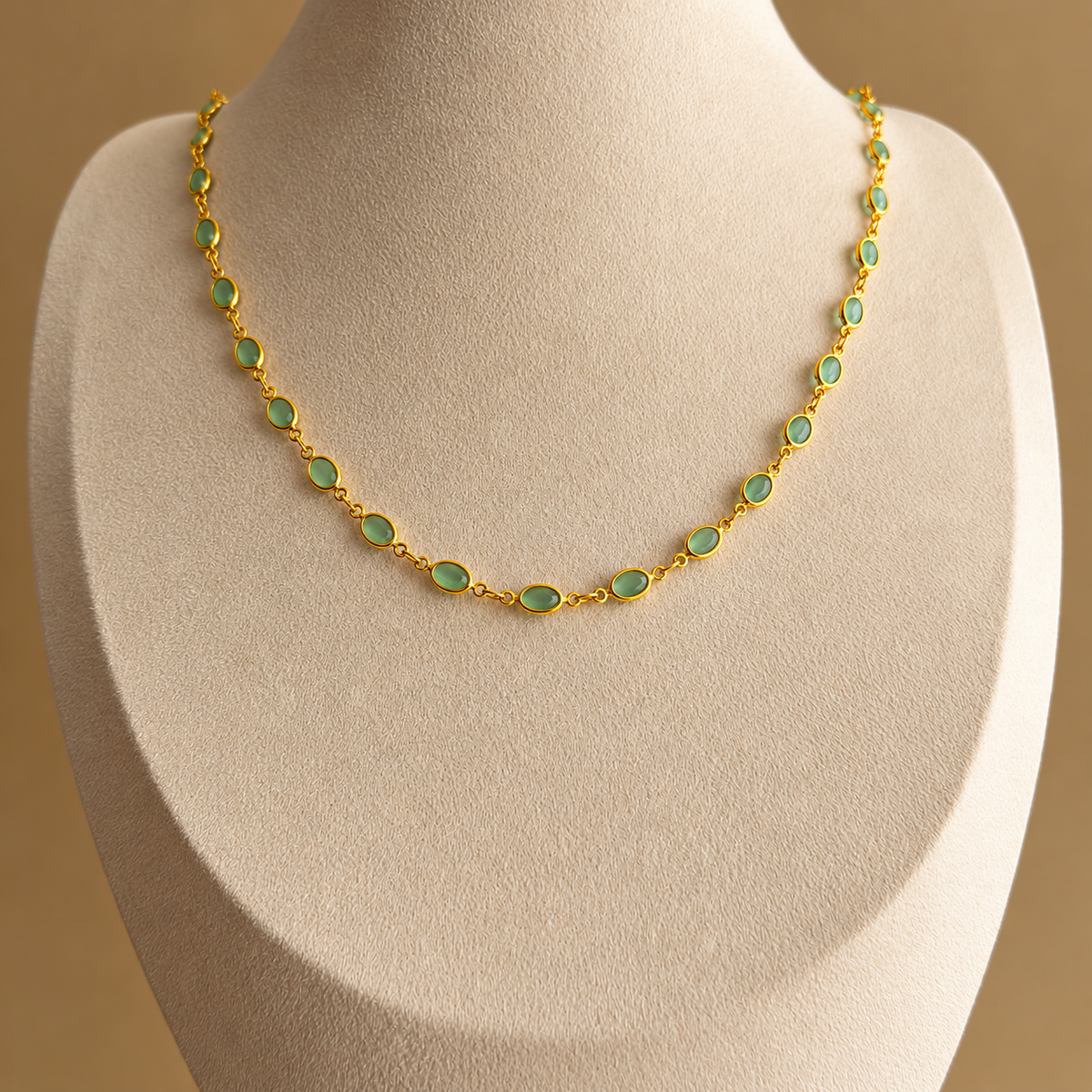 Parrot Green Stone Long Chain Necklace
