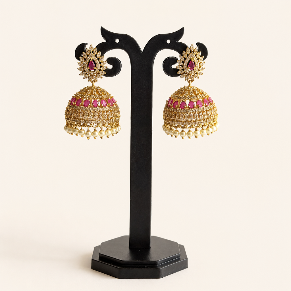 Ruby Polki Jhumka Earrings