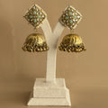 Mint Kundan Ghungroo Jhumka Earrings