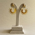 Surya Sunburst Pearl Drop Earrings