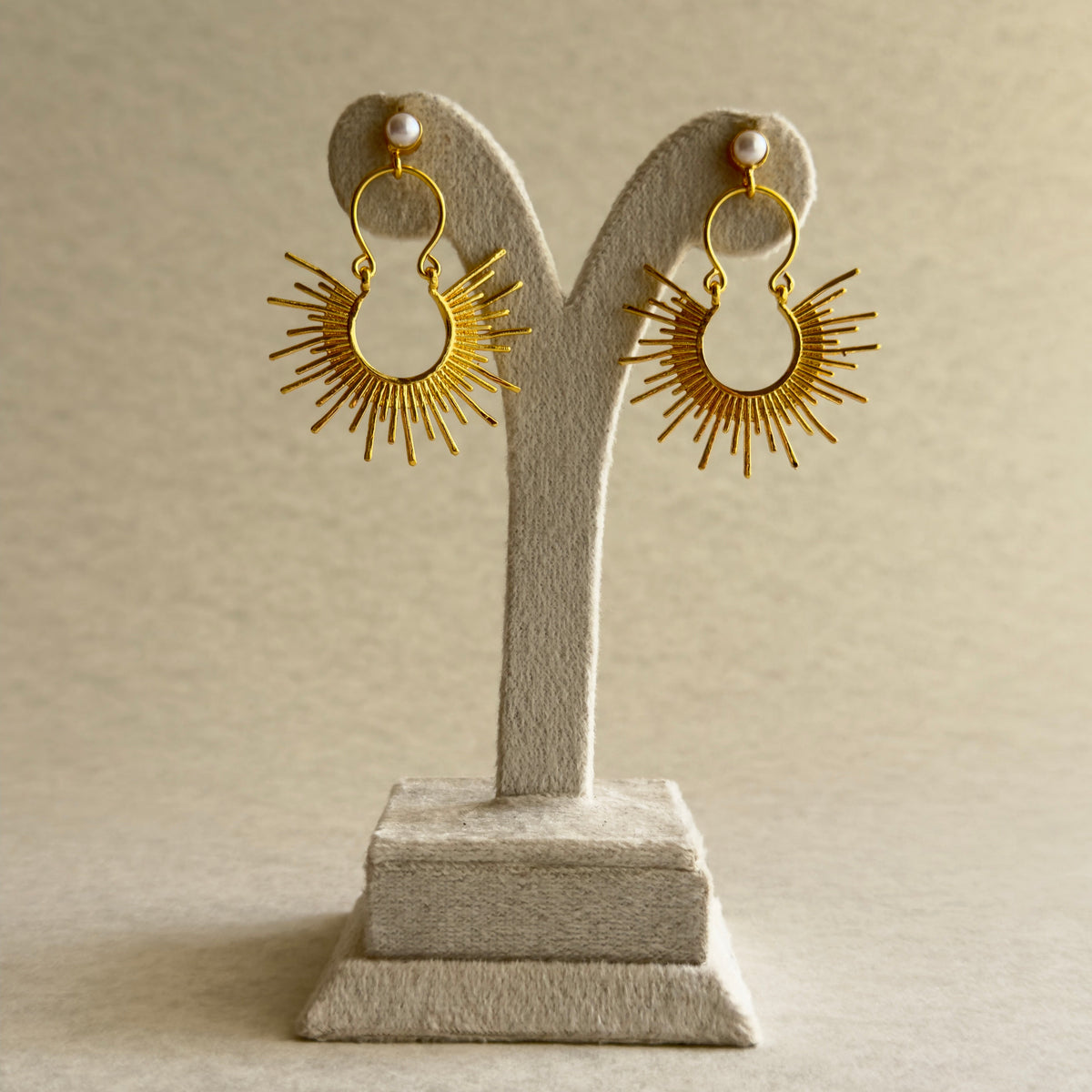 Surya Sunburst Pearl Drop Earrings