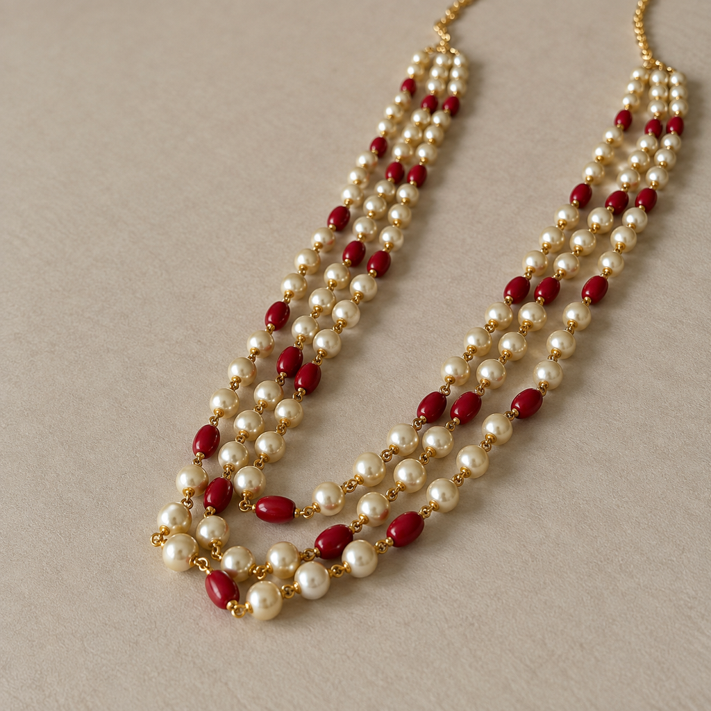 Pearl & Coral Multi-Layer Necklace