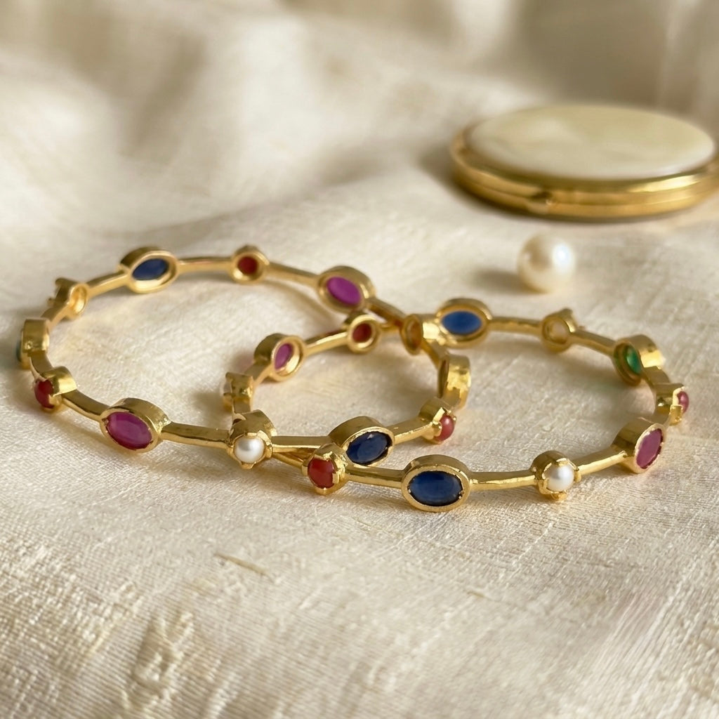 Navratna Multicolour Gemstone Bangle