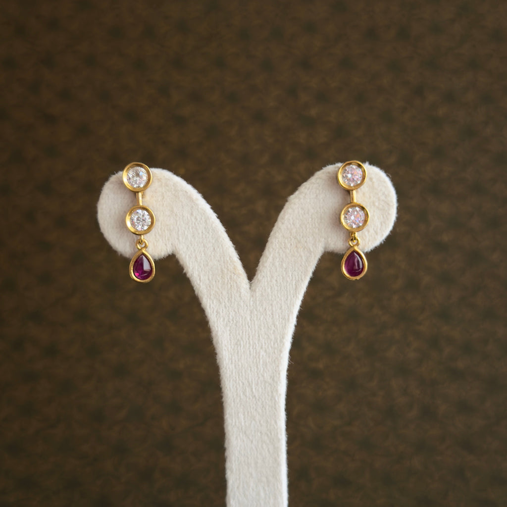 Ruby & Diamond Style Gold Necklace Set