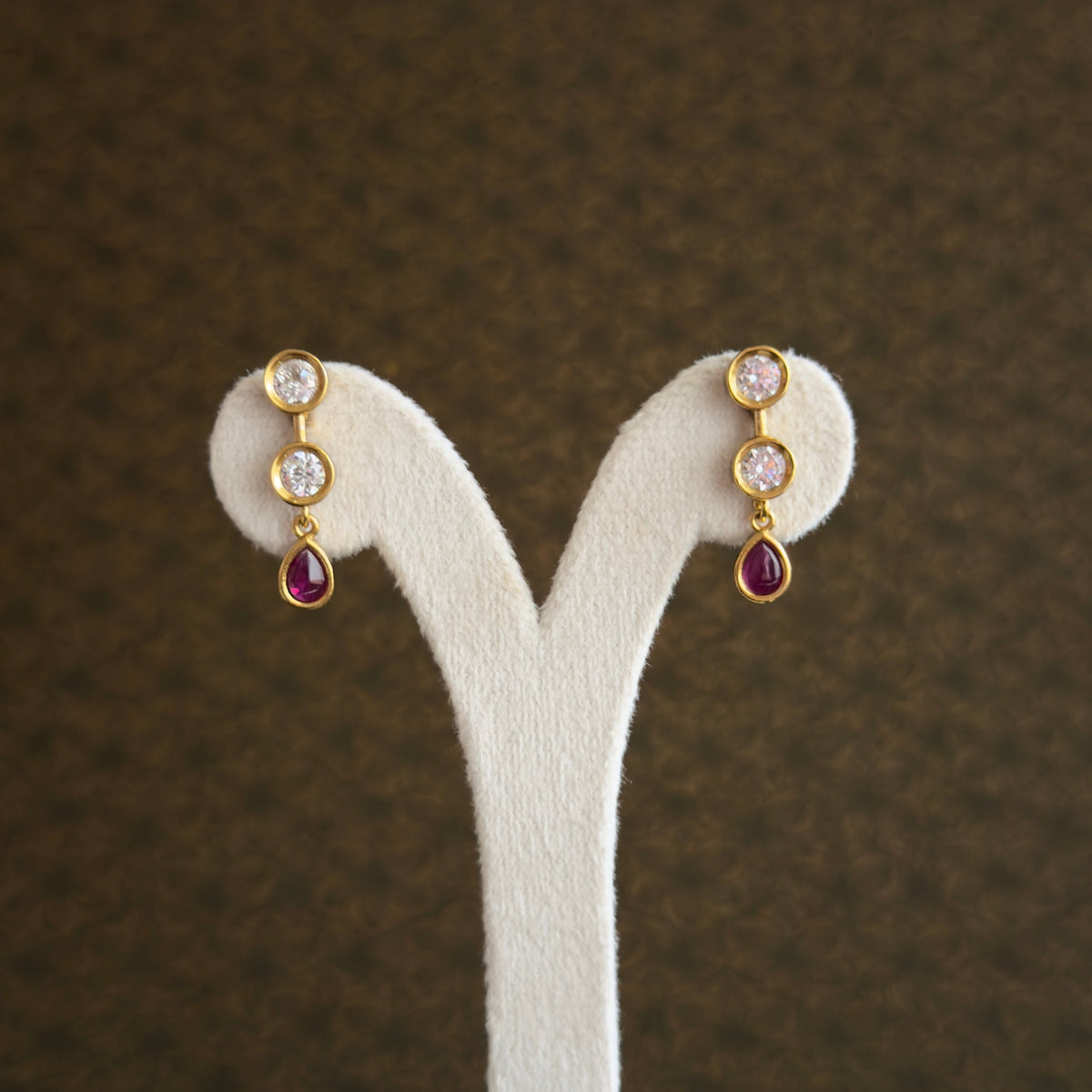 Ruby & Diamond Style Gold Necklace Set