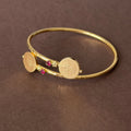 Gold Coin Bangle with Ruby Crystals