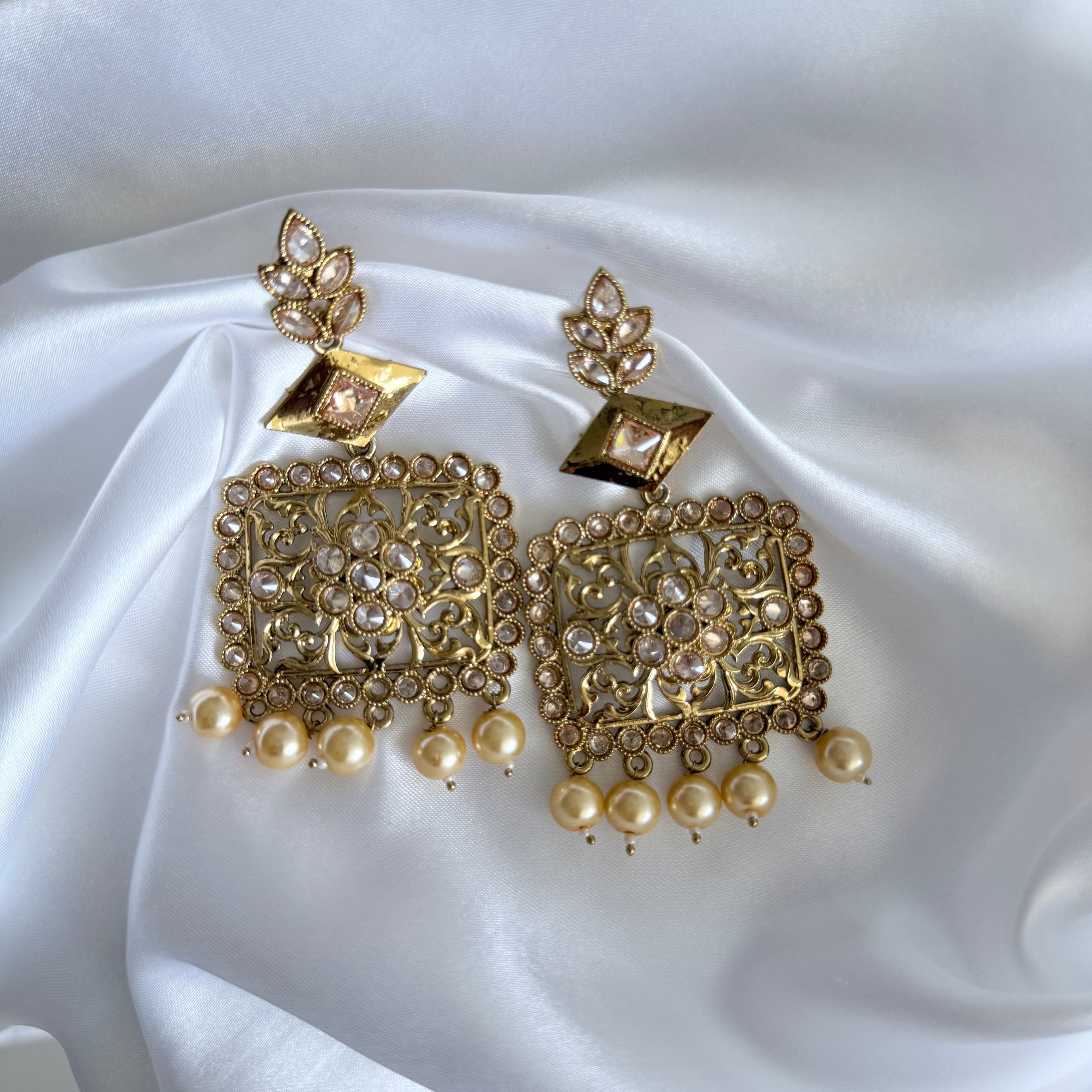 Royal Filigree Square Chandbali Earrings