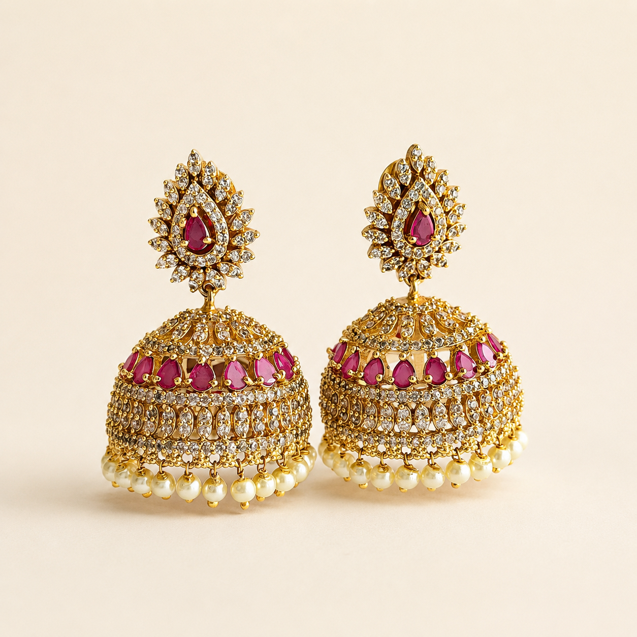 Ruby Polki Jhumka Earrings