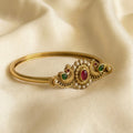 Floral Kada – Ruby, Emerald & Pearl