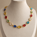 Multicolour Oval Stone Bezel Necklace