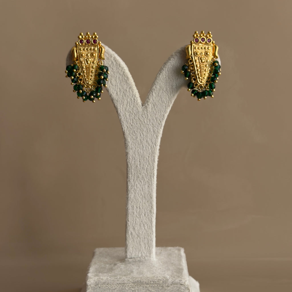 Emerald Green Temple Earrings