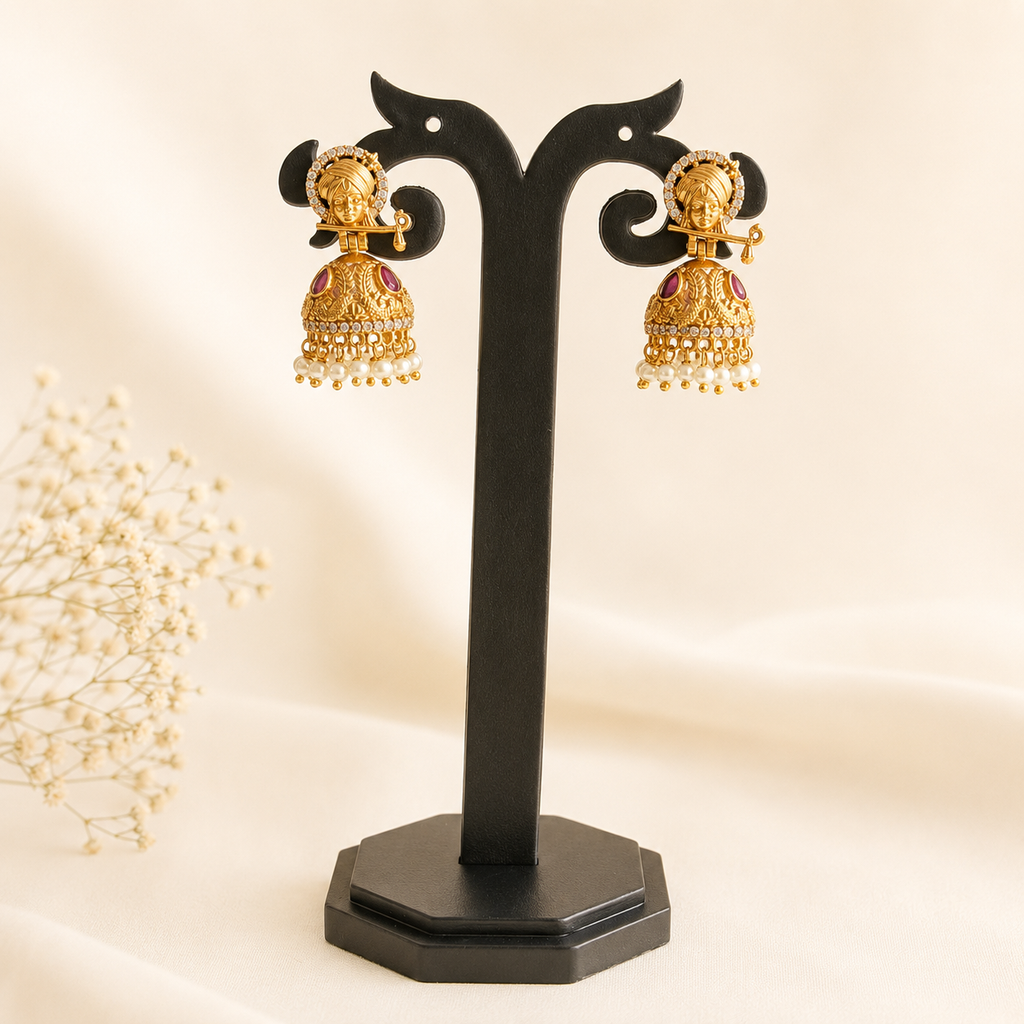 Krishna Jhumka Temple Earrings