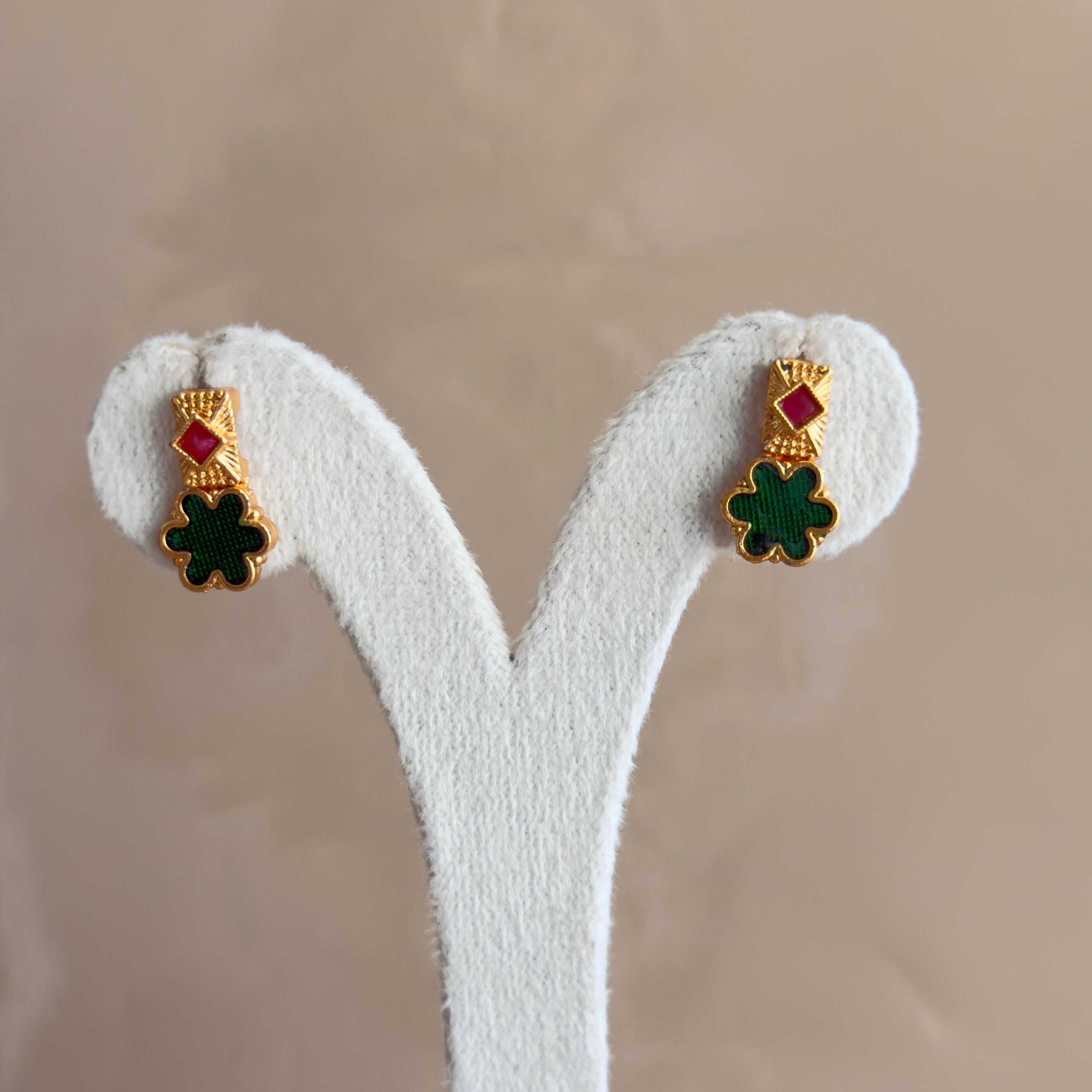 Green Enamel Palakka Necklace & Earrings Set
