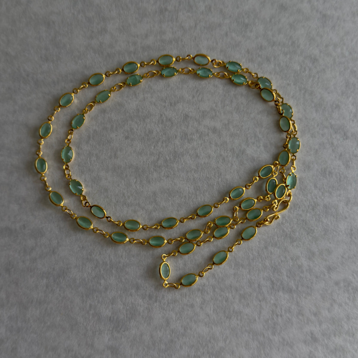 Parrot Green Stone Long Chain Necklace