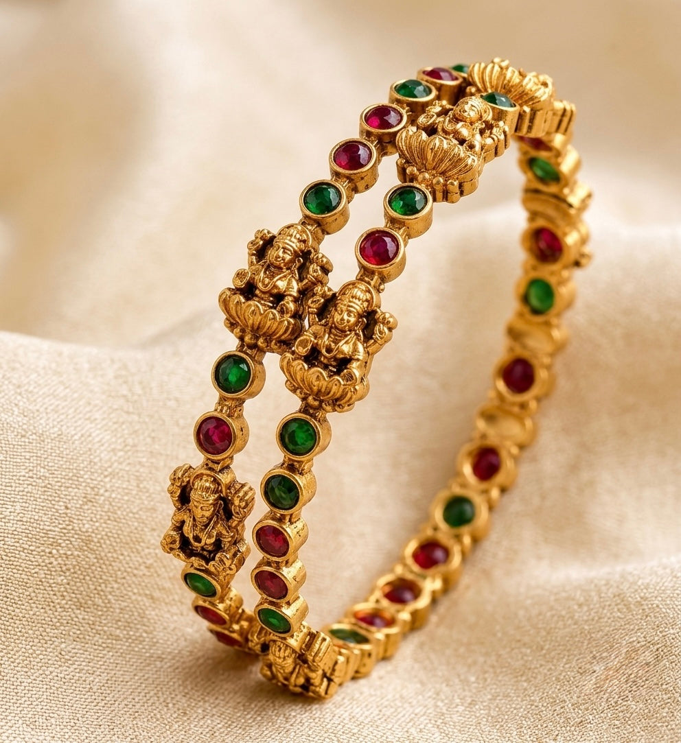 Lakshmi Kemp Bangles – Ruby & Emerald