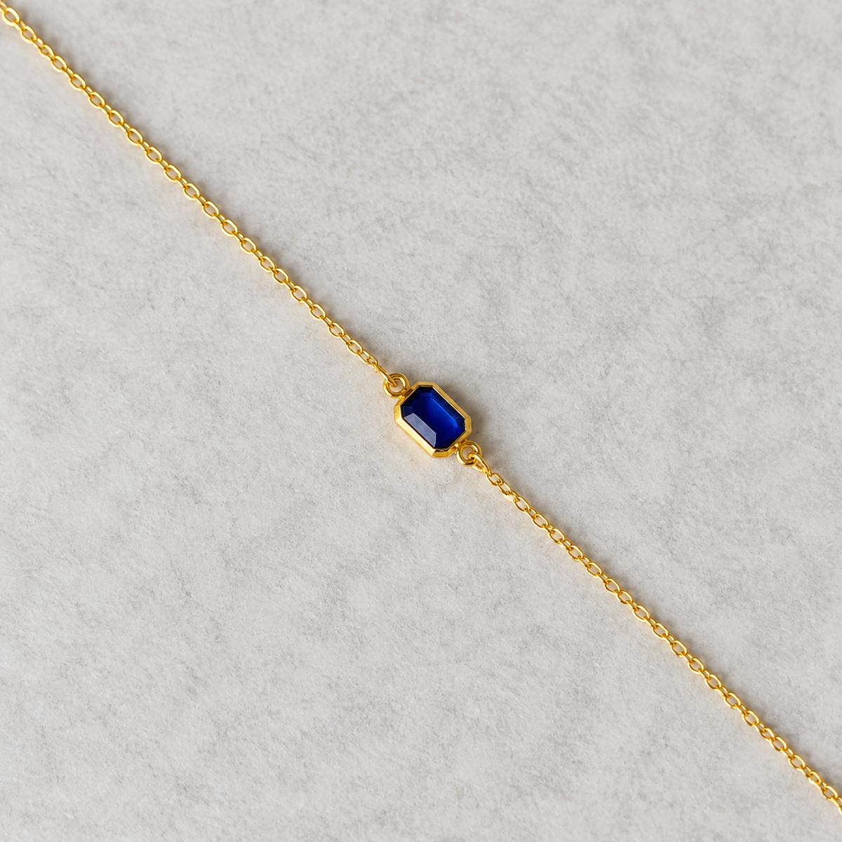 Sapphire Emerald-Cut Bezel Chain Bracelet