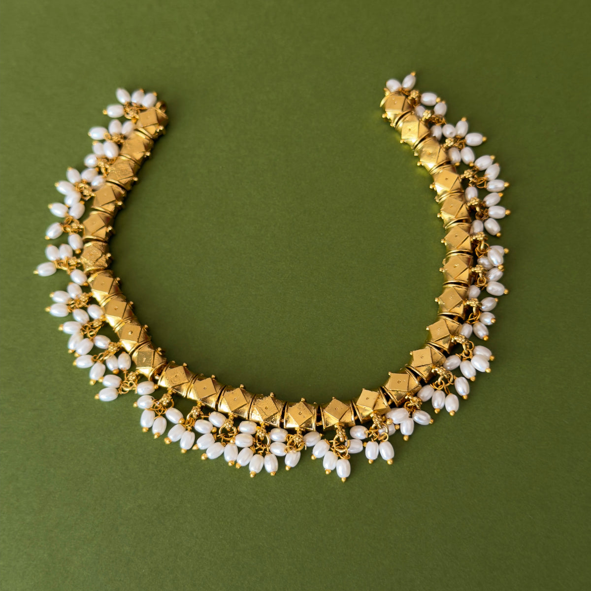 Gold-Tone Beaded Necklace and Earrings Set