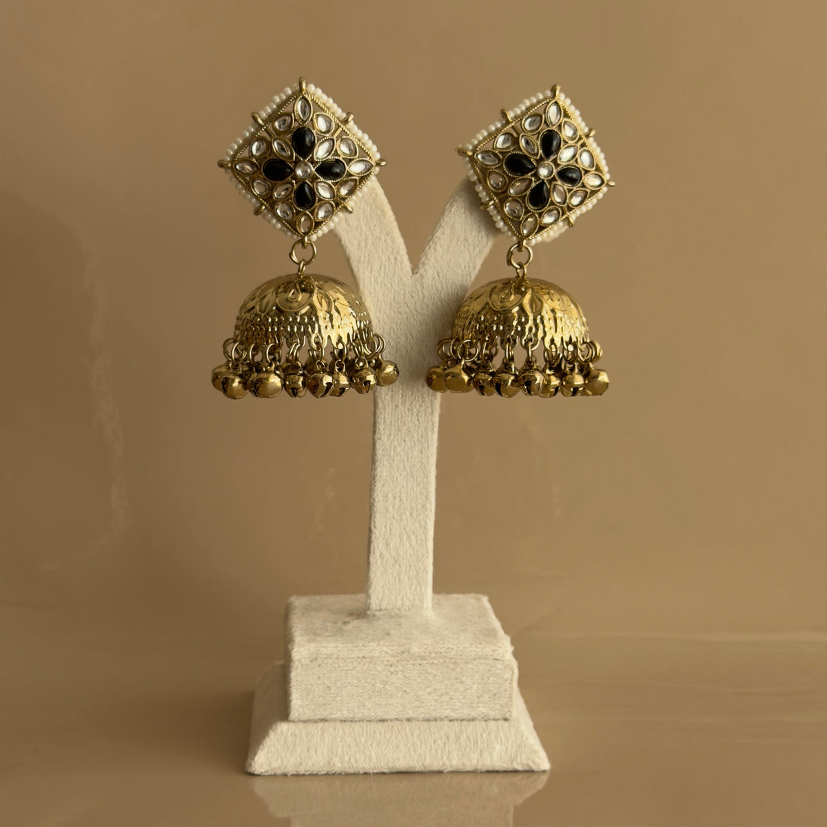Kundan Ghungroo Jhumka Earrings