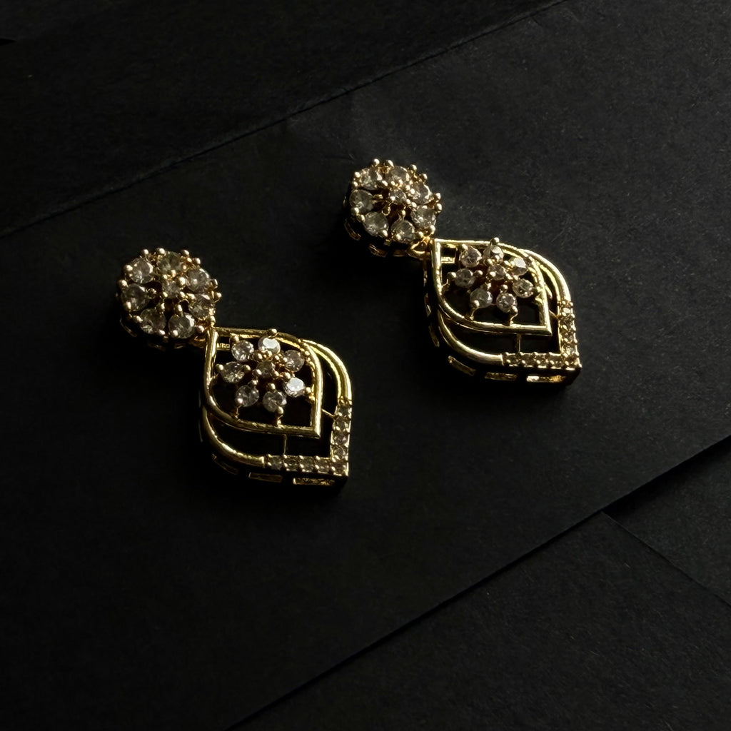 Diamond Floral Necklace Set with Earrings