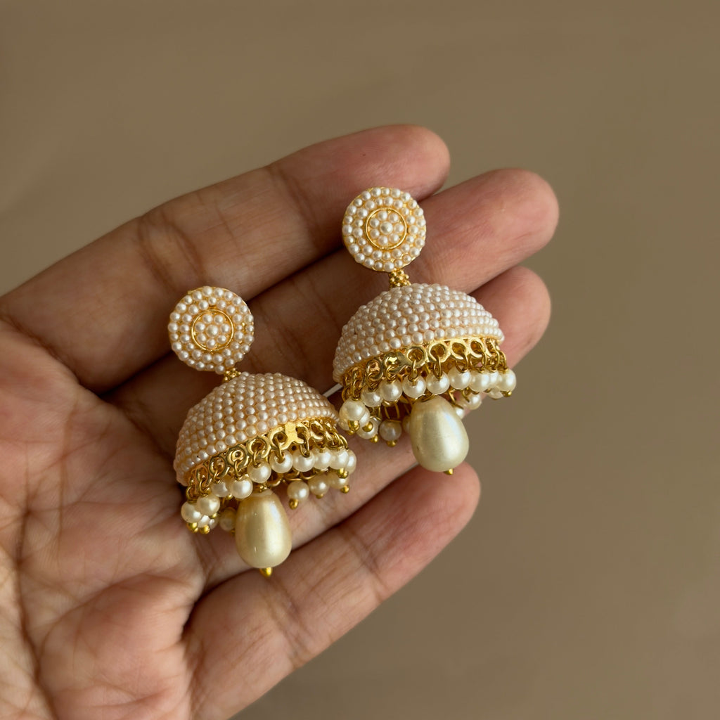 Pearl Cluster Jhumka Earrings