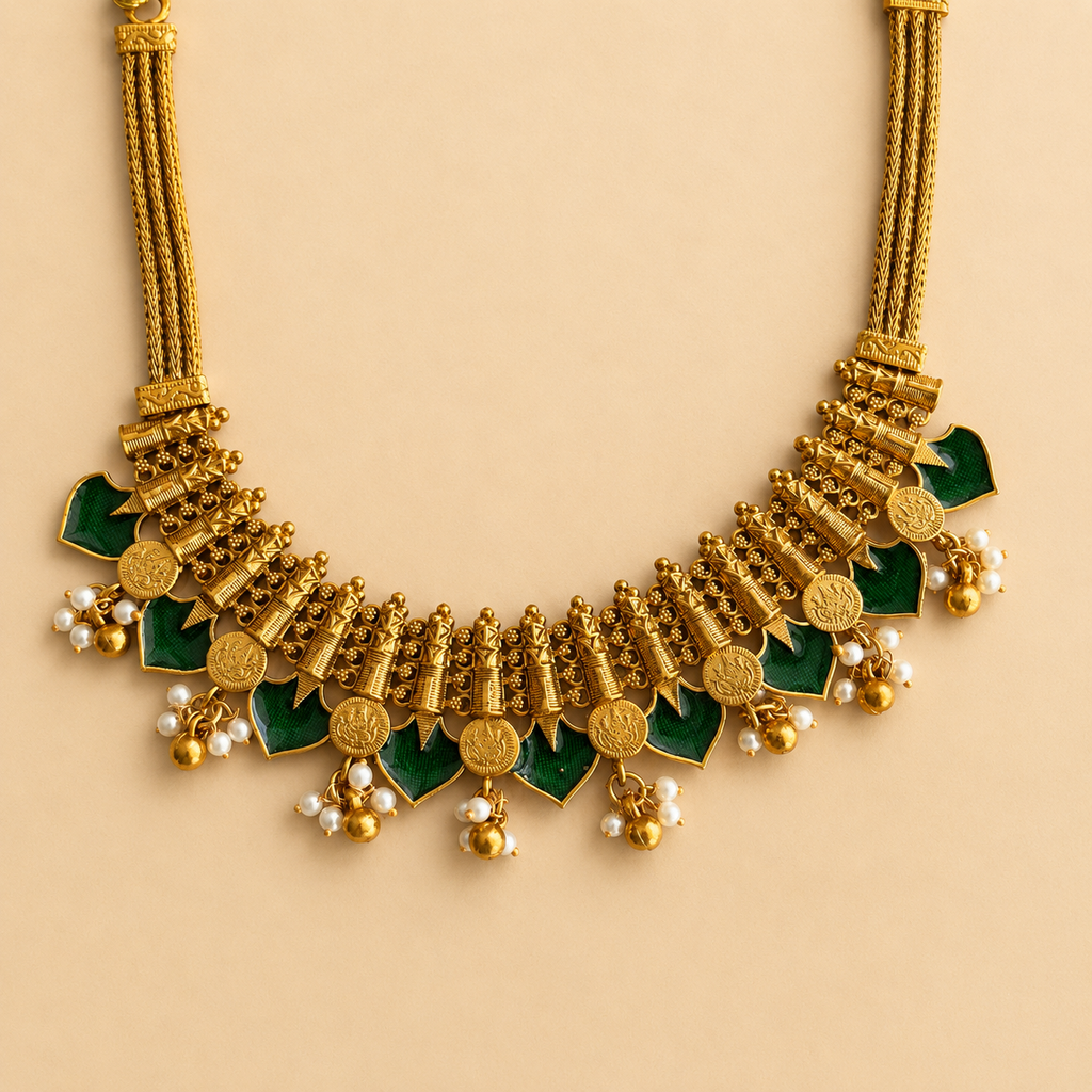 Green Palakka Coin Necklace Set
