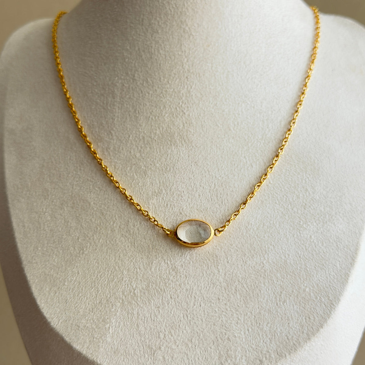 Crystal Clear Oval Solitaire Pendant Necklace