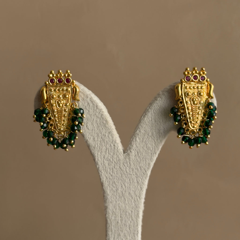 Emerald Green Temple Earrings