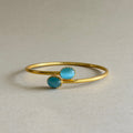 Teal Stone Gold Bypass Bangle