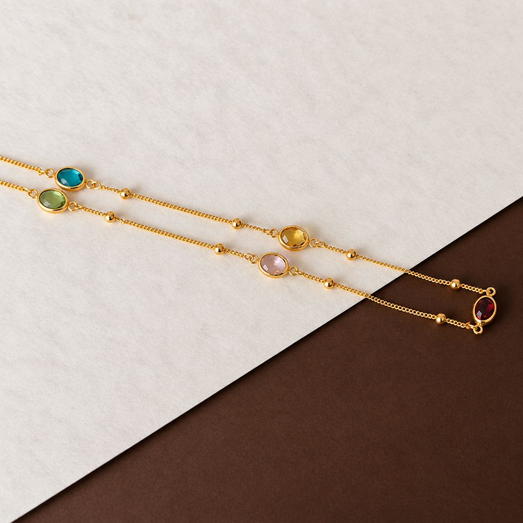 Multicolour Gemstone Station Necklace
