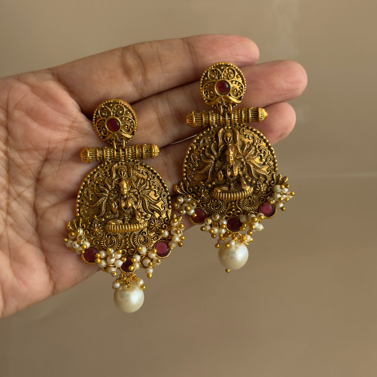 Lakshmi Temple Chandbali Earrings