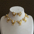 Crescent Moon Pearl Necklace & Earrings Set