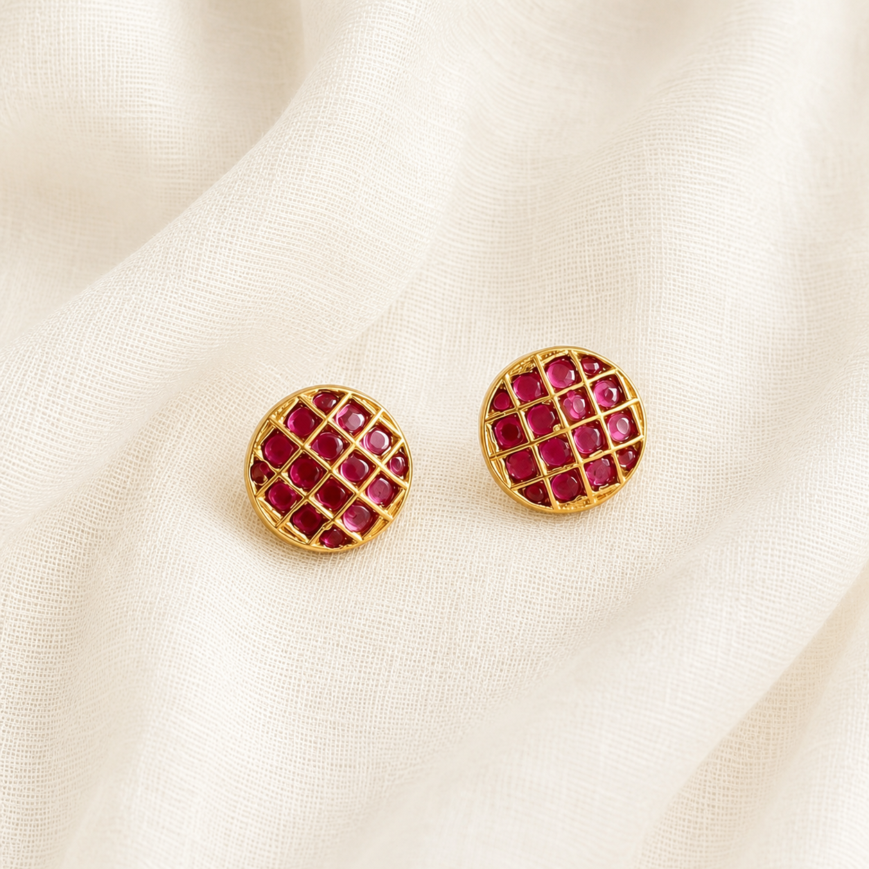 Ruby Grid Ball Necklace Set