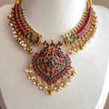 Kemp Ruby Green Temple Jhumka Earrings & Necklace Set