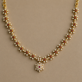Ruby CZ Flower Necklace Set with Earrings