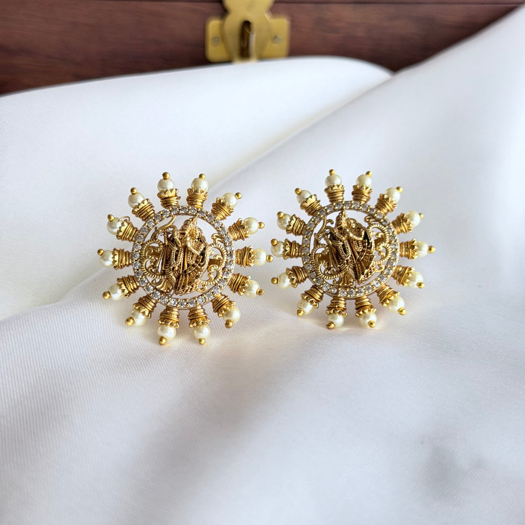 Radha Krishna Temple Stud Earrings
