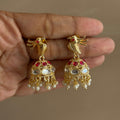Parrot Motif Kundan Jhumka Earrings