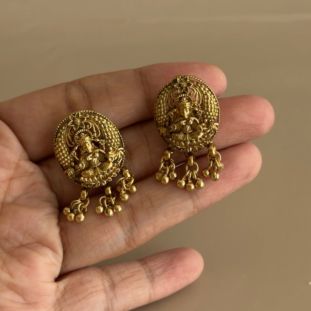 Lakshmi Temple Oval Stud Earrings