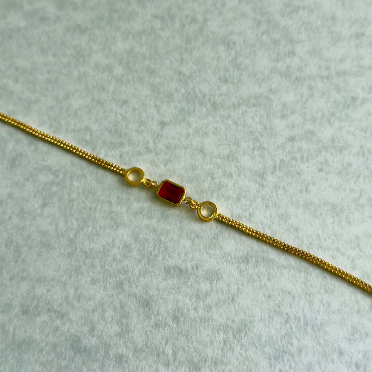 Carnelian Geometric Charm Snake Chain Bracelet