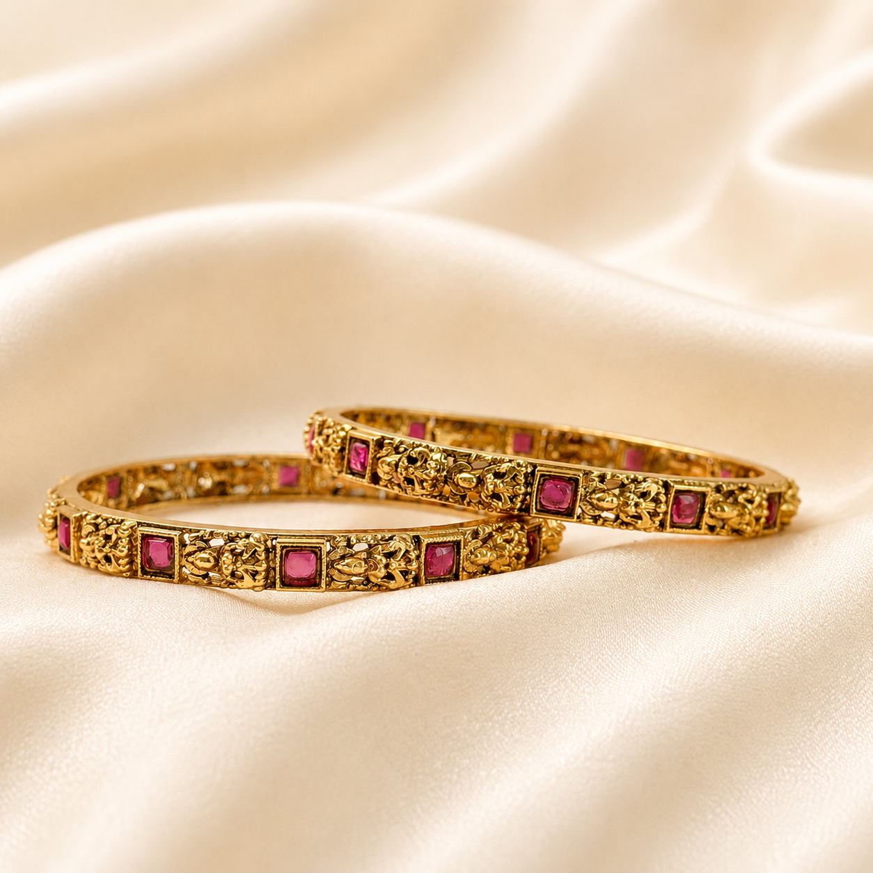 Ruby Temple Bangles – Antique Gold