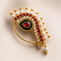 Maharashtrian Ruby Pearl Nath – Traditional Nose Pin