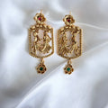 Rajwadi Romance Earrings – Antique Gold Statement Earrings with Floral Accents