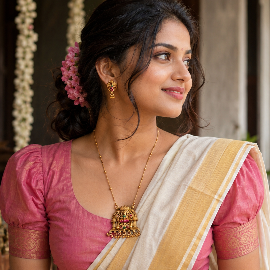 Lakshmi Temple Necklace & Earrings Set